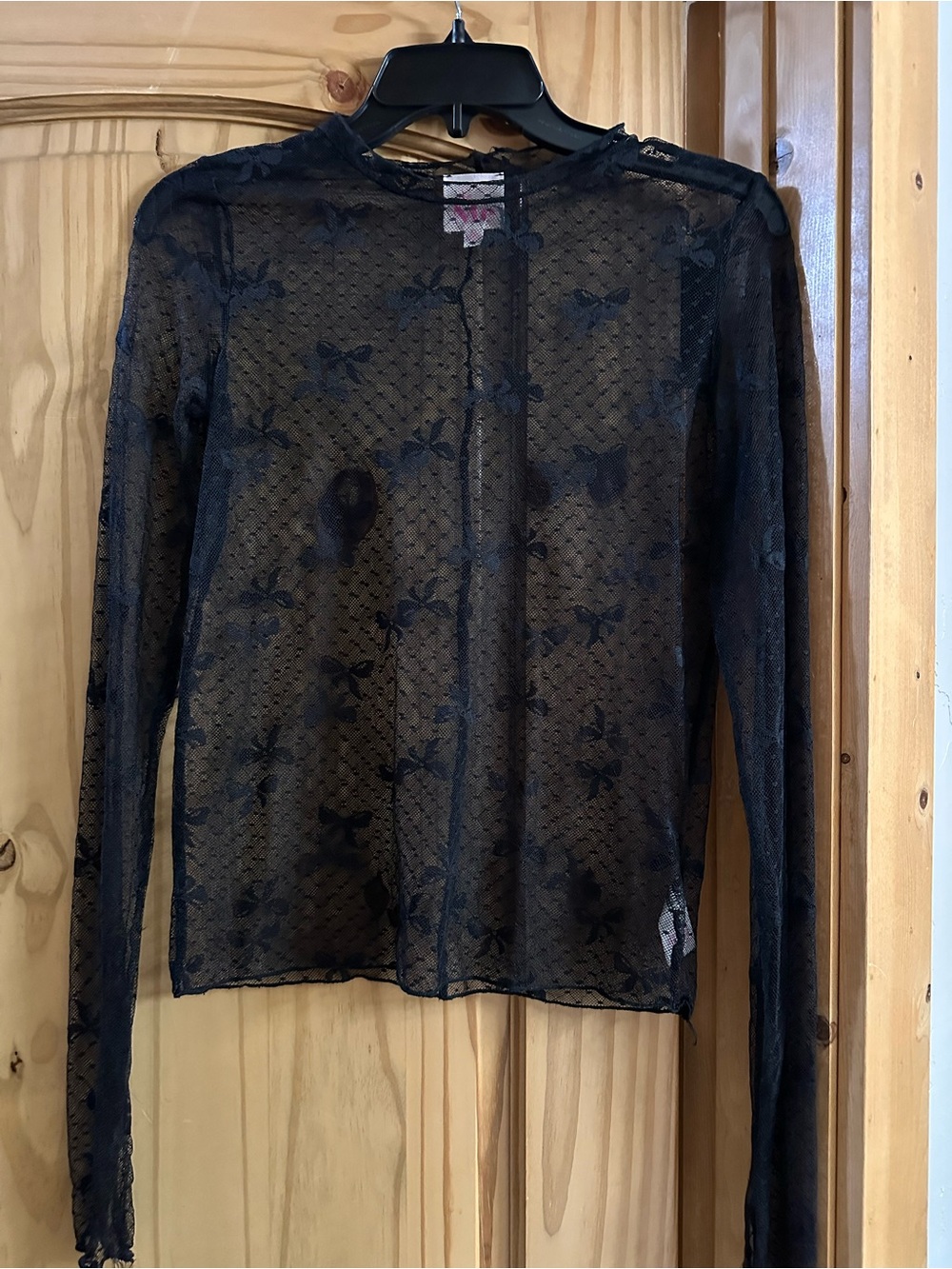 Longsleeve Black Lace Bow Top